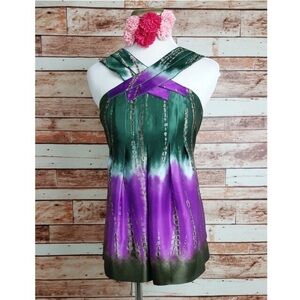 BCBGMaxazria Silk Dip Dye Ombré Charmeuse Tank